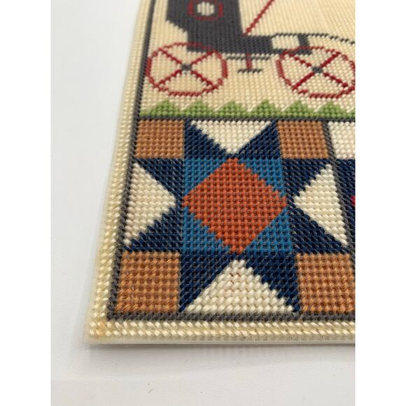 Vintage Americana Cross Stitch Horse Buggy Folk Art Sampler - Picture 4 of 9
